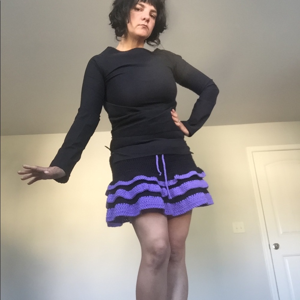 Crochet purple and black ruffle skirt